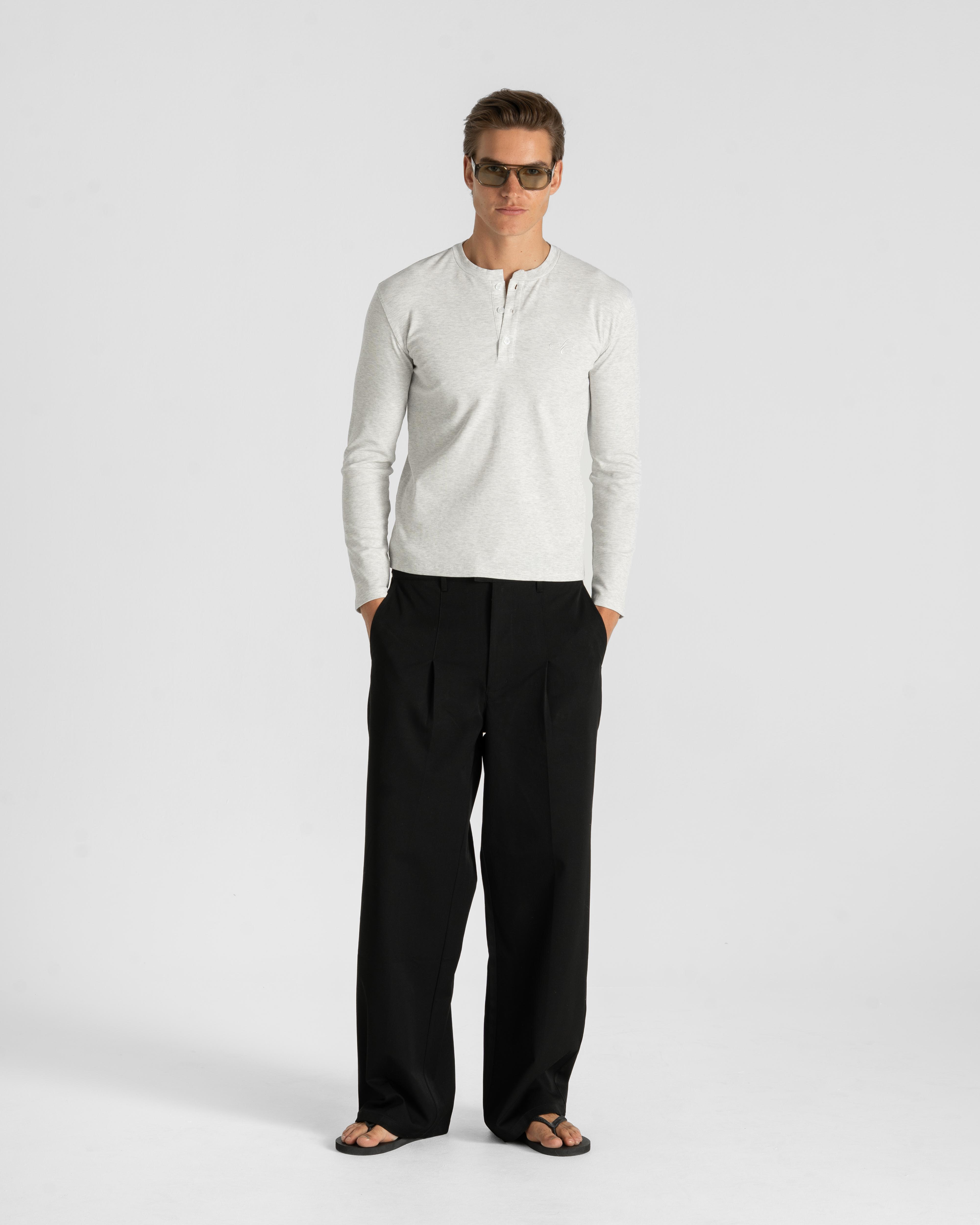 Henley Long Sleeve Heather Grey